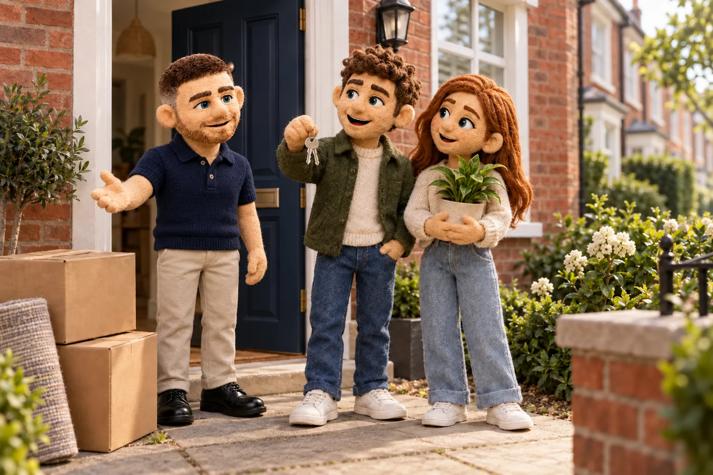 Felt illustration of Jack helping with residential